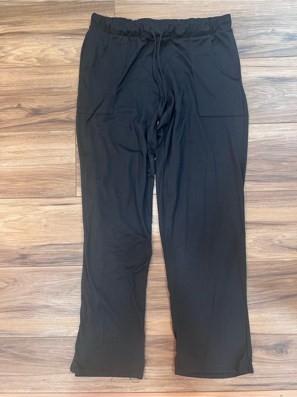Mi Black Drawstring Wide-Leg Track Pants